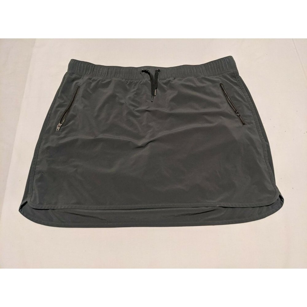 Athleta Olive Army Green Stretch In Skort  Drawstring Zip Pockets Skirt - XL